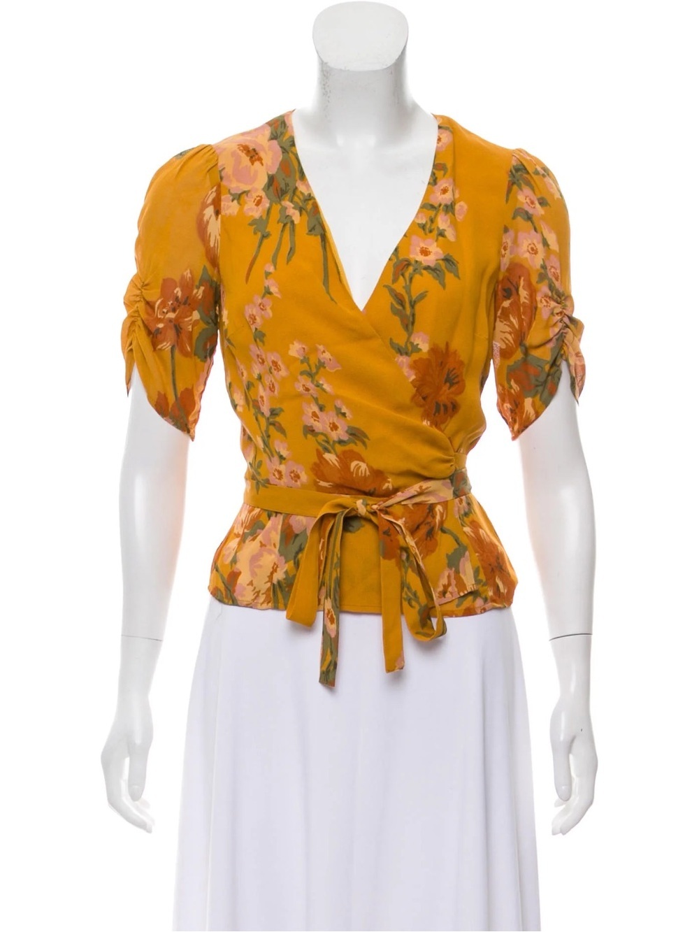 Reformation Charlotte wrap in Soleil.